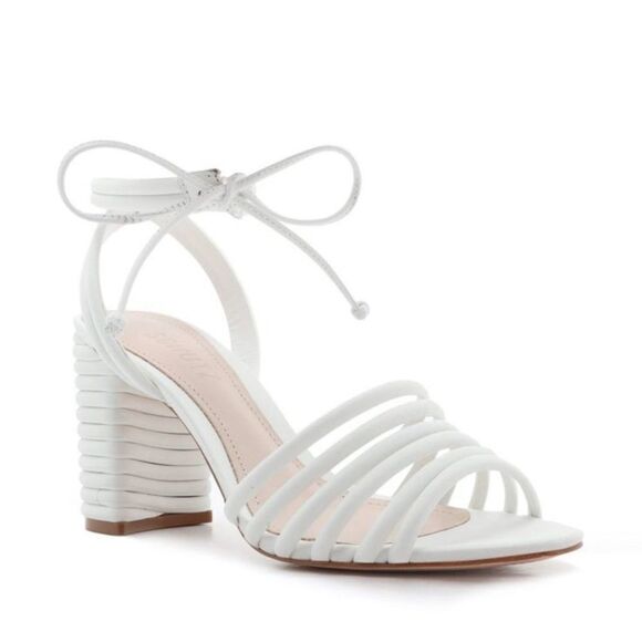 SCHUTZ Lanna Leather Strappy Block Heel Sandals in Deluxe Nap/White size 8.5 - Picture 1 of 10
